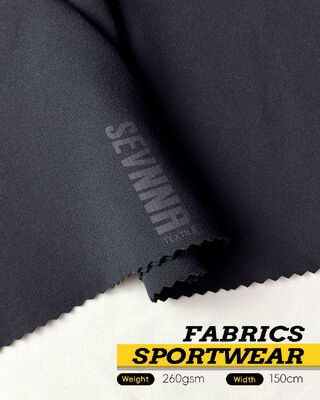 260 ग्राम योग पहनें फैब्रिक स्ट्रेचिंग एंटी गंध और एक्टिववियर के लिए पुनर्नवीनीकरण पॉलिएस्टर स्पैन्डेक्स के साथ