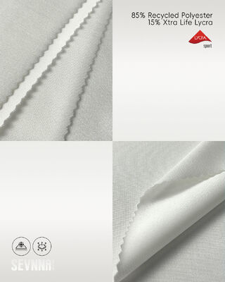 Stretch Lycra Fabric with 85% Recycled Polyester, UV Protection, and Moisture Wicking for Activewear and Swimwear