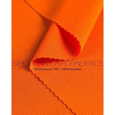190GSM UPF 50+ पुनर्नवीनीकरण PBT रिब्ड टेक्सचर्ड Tricot Swim Fabric SP7616
